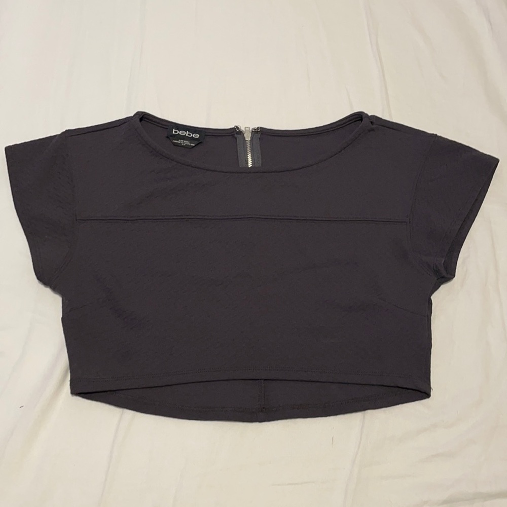 BEBE cropped top in Charcoal Grey sz Small - Picture 3 of 7